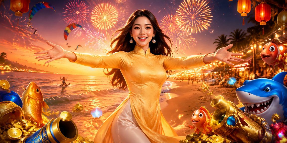 Game bắn cá phong cách Mũi Né với áo dài truyền thống