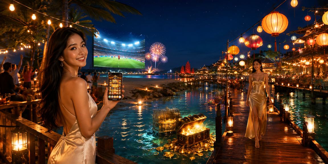Casino di động tại Phú Quốc về đêm có đèn màu sắc rực rỡ
